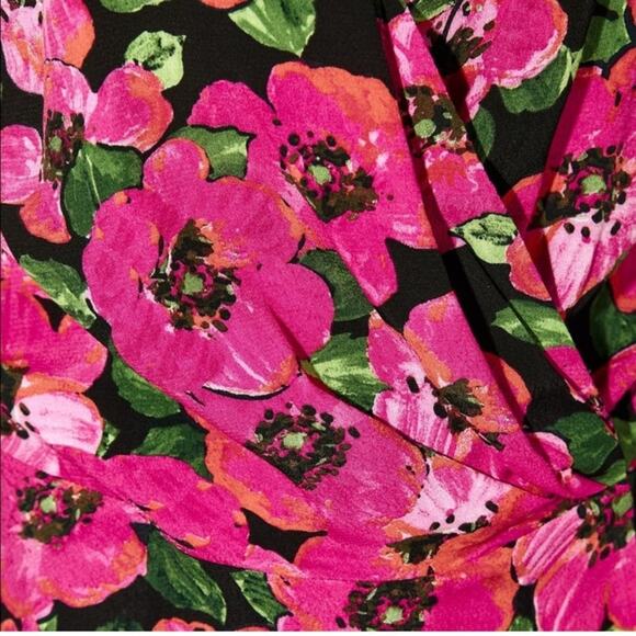 Zara Pink Floral Voluminous Printed Blouse Size Medium - Picture 8 of 8